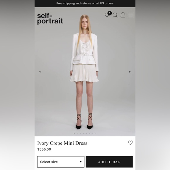 Self Portrait Ivory Crepe Mini Dress - Picture 4 of 9